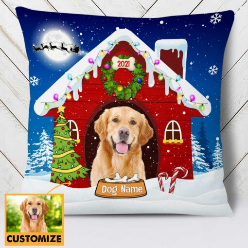 Personalized Christmas Dog Photo Pillow