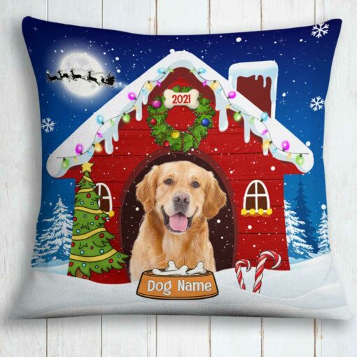 Personalized Christmas Dog Photo Pillow