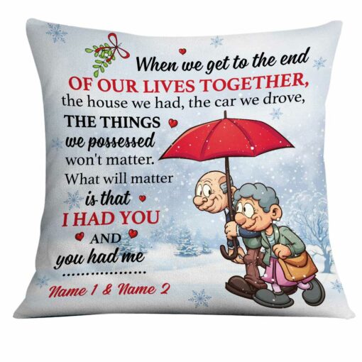 Personalized Christmas Elderly Couple Together Pillow