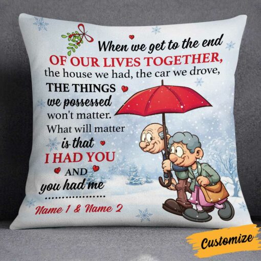 Personalized Christmas Elderly Couple Together Pillow