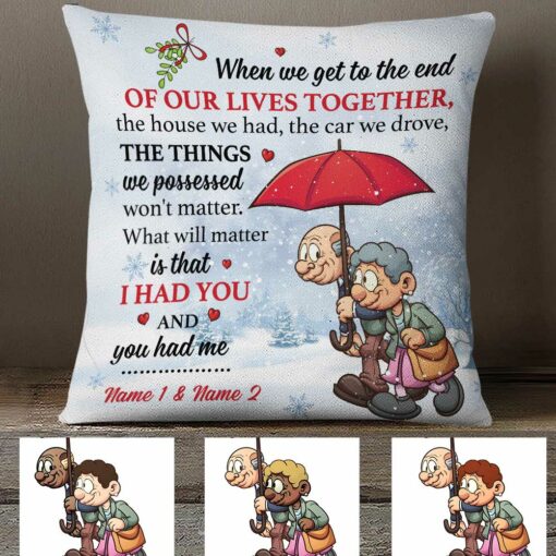 Personalized Christmas Elderly Couple Together Pillow