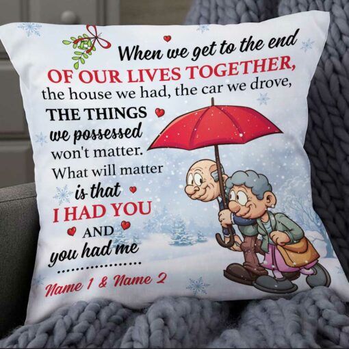 Personalized Christmas Elderly Couple Together Pillow