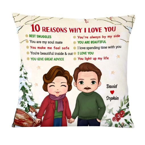 Personalized Christmas Gift For Couple Reasons I Love You Pillow