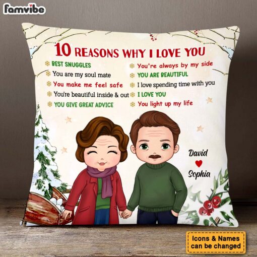 Personalized Christmas Gift For Couple Reasons I Love You Pillow