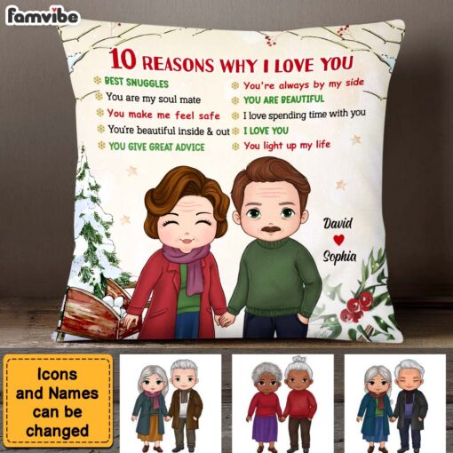 Personalized Christmas Gift For Couple Reasons I Love You Pillow