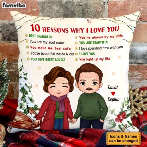 Personalized Christmas Gift For Couple Reasons I Love You Pillow