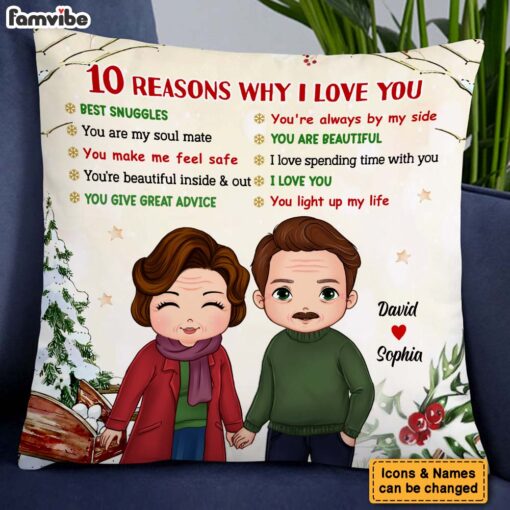 Personalized Christmas Gift For Couple Reasons I Love You Pillow