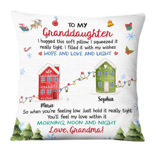 Personalized Christmas Gift For Granddaughter Long Distance Hug This Pillow