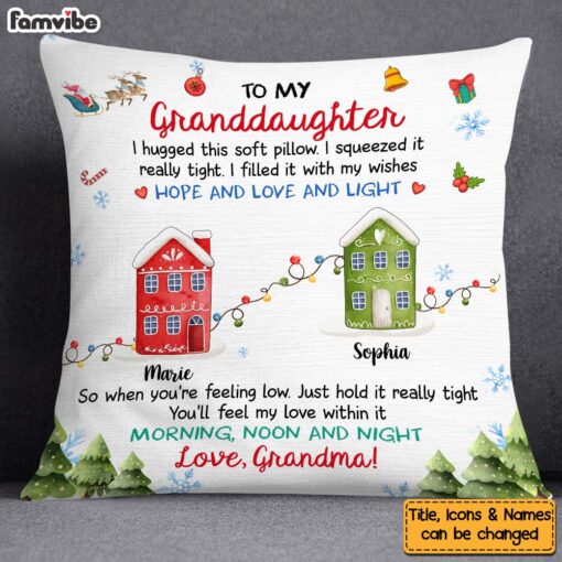 Personalized Christmas Gift For Granddaughter Long Distance Hug This Pillow