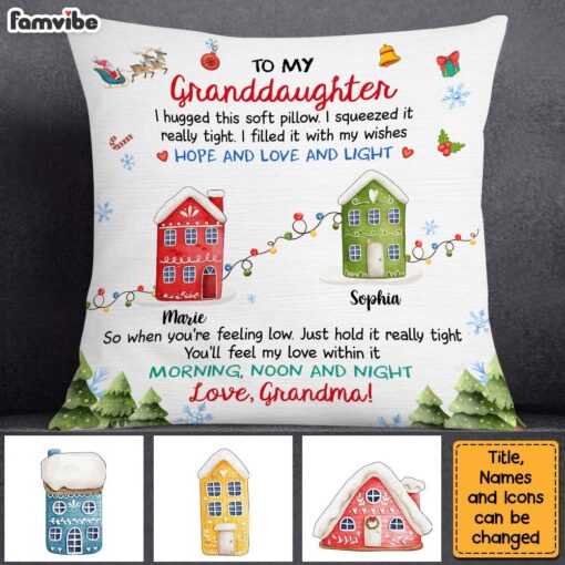 Personalized Christmas Gift For Granddaughter Long Distance Hug This Pillow