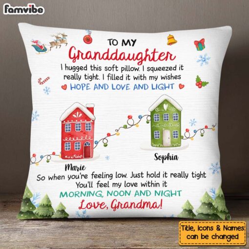 Personalized Christmas Gift For Granddaughter Long Distance Hug This Pillow