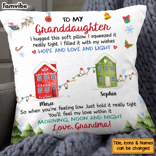 Personalized Christmas Gift For Granddaughter Long Distance Hug This Pillow