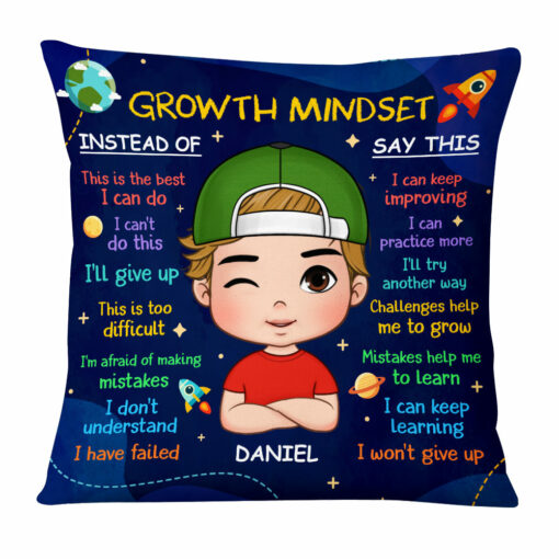 Personalized Christmas Gift For Grandson Growth Mindset Pillow