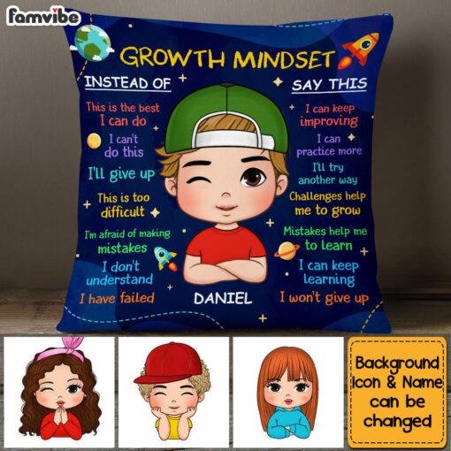 Personalized Christmas Gift For Grandson Growth Mindset Pillow