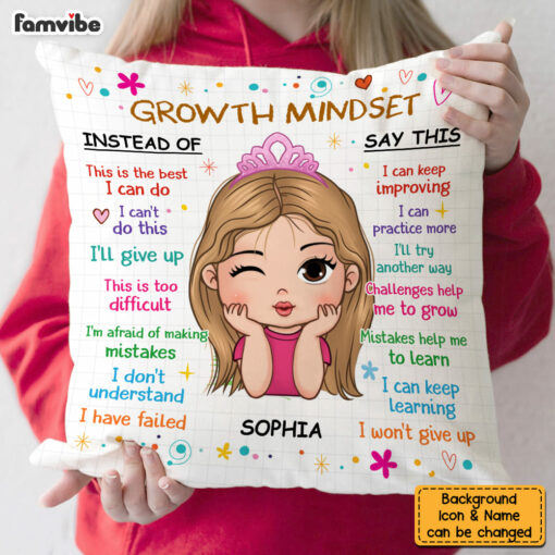 Personalized Christmas Gift For Grandson Growth Mindset Pillow