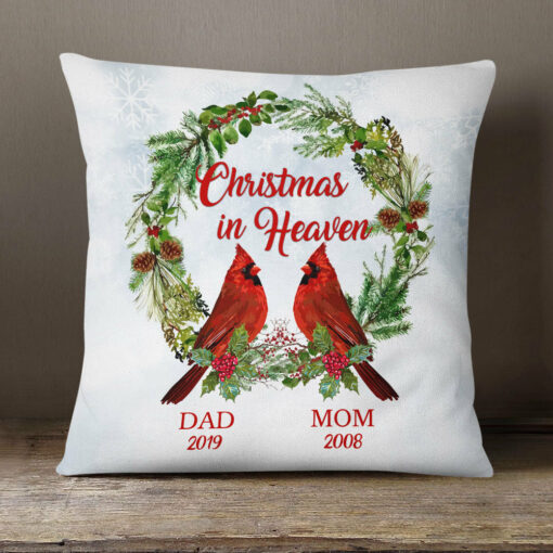 Personalized Christmas In Heaven Memorial Pillow