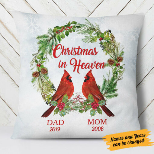 Personalized Christmas In Heaven Memorial Pillow