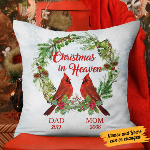 Personalized Christmas In Heaven Memorial Pillow