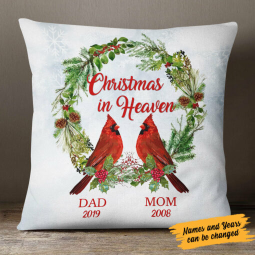 Personalized Christmas In Heaven Memorial Pillow