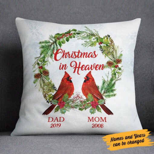 Personalized Christmas In Heaven Memorial Pillow