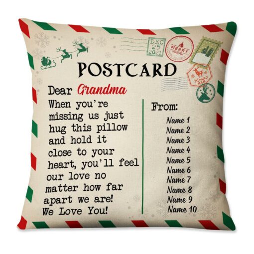 Personalized Christmas Letter To Grandma Postcard Pillow