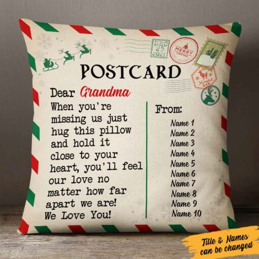 Personalized Christmas Letter To Grandma Postcard Pillow