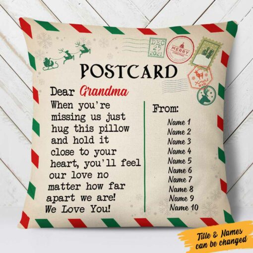 Personalized Christmas Letter To Grandma Postcard Pillow