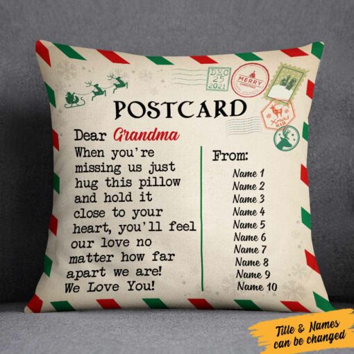 Personalized Christmas Letter To Grandma Postcard Pillow