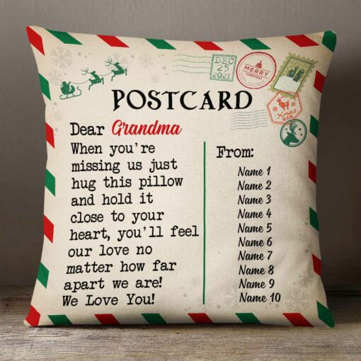 Personalized Christmas Letter To Grandma Postcard Pillow