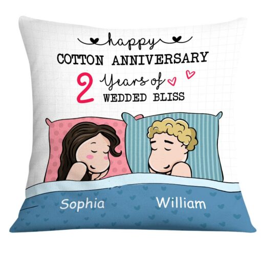 Personalized Cotton Anniversary Sleep Couple Pillow