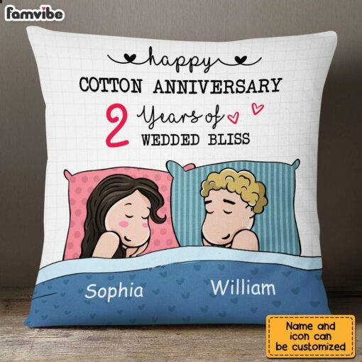 Personalized Cotton Anniversary Sleep Couple Pillow