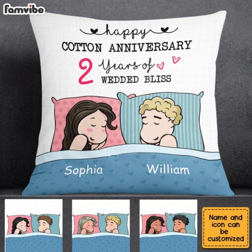 Personalized Cotton Anniversary Sleep Couple Pillow