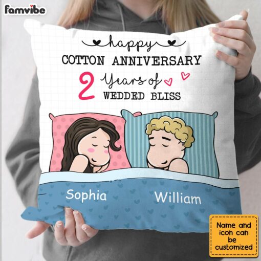 Personalized Cotton Anniversary Sleep Couple Pillow