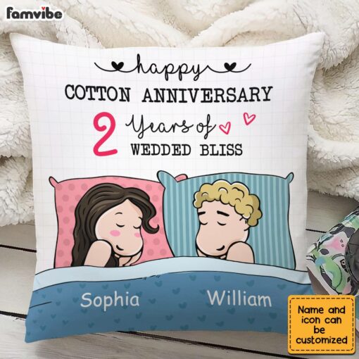 Personalized Cotton Anniversary Sleep Couple Pillow