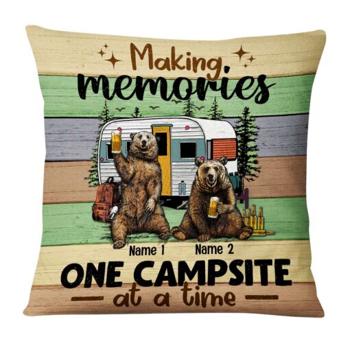 Personalized Couple Bear Camping Pillow