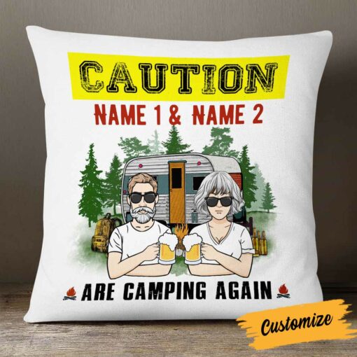 Personalized Couple Camping Funny Pillow