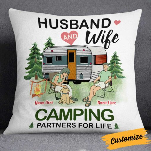 Personalized Couple Camping Partners Pillow