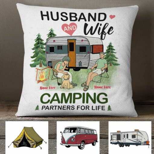 Personalized Couple Camping Partners Pillow