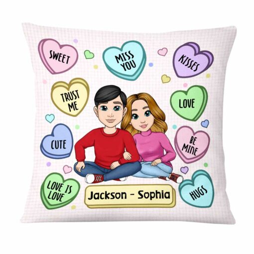 Personalized Couple Conversation Candy Heart Pillow