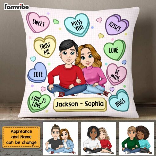 Personalized Couple Conversation Candy Heart Pillow