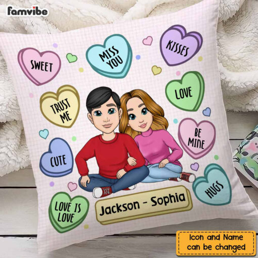 Personalized Couple Conversation Candy Heart Pillow