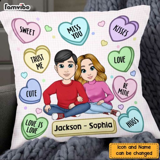 Personalized Couple Conversation Candy Heart Pillow