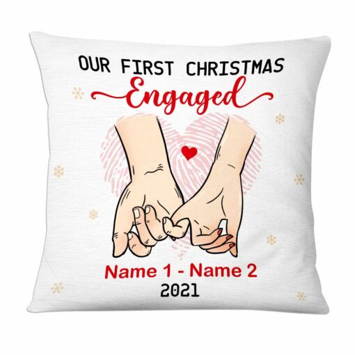 Personalized Couple First Christmas Engaged Married Canvas Pillow