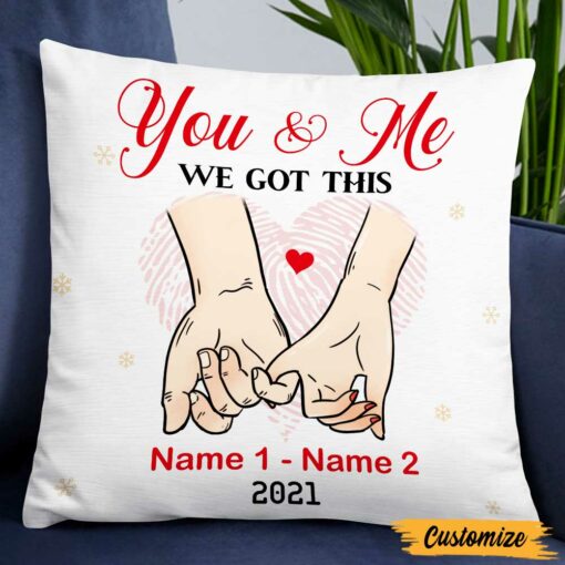 Personalized Couple First Christmas Engaged Married Canvas Pillow