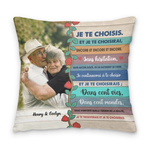 Personalized Couple French Je Te Choisis Pillow