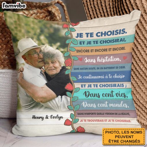 Personalized Couple French Je Te Choisis Pillow