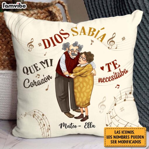 Personalized Couple Gift Spanish Dios Sab�a Que Mi Coraz�n Te Necesitaba Pillow