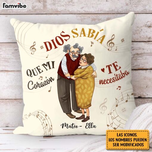 Personalized Couple Gift Spanish Dios Sab�a Que Mi Coraz�n Te Necesitaba Pillow