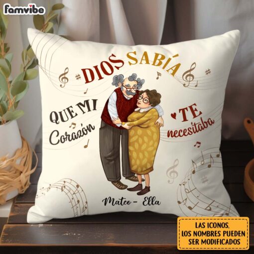 Personalized Couple Gift Spanish Dios Sab�a Que Mi Coraz�n Te Necesitaba Pillow