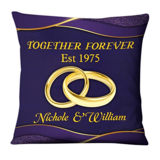 Personalized Couple Gift Wedding Rings Together Forever Pillow